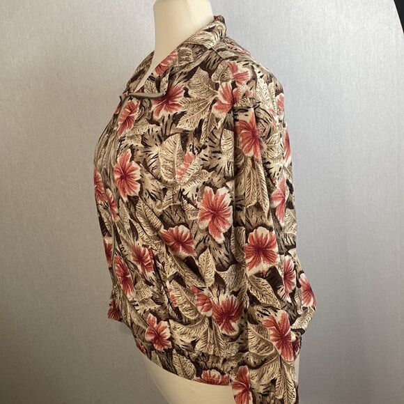 Vintage Vital Zone Women’s Floral Pink & Brown Lightweight Jacket. Like New! - Picture 3 of 16